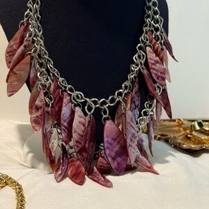 Source Unknown Purple and Silver Shell Necklace